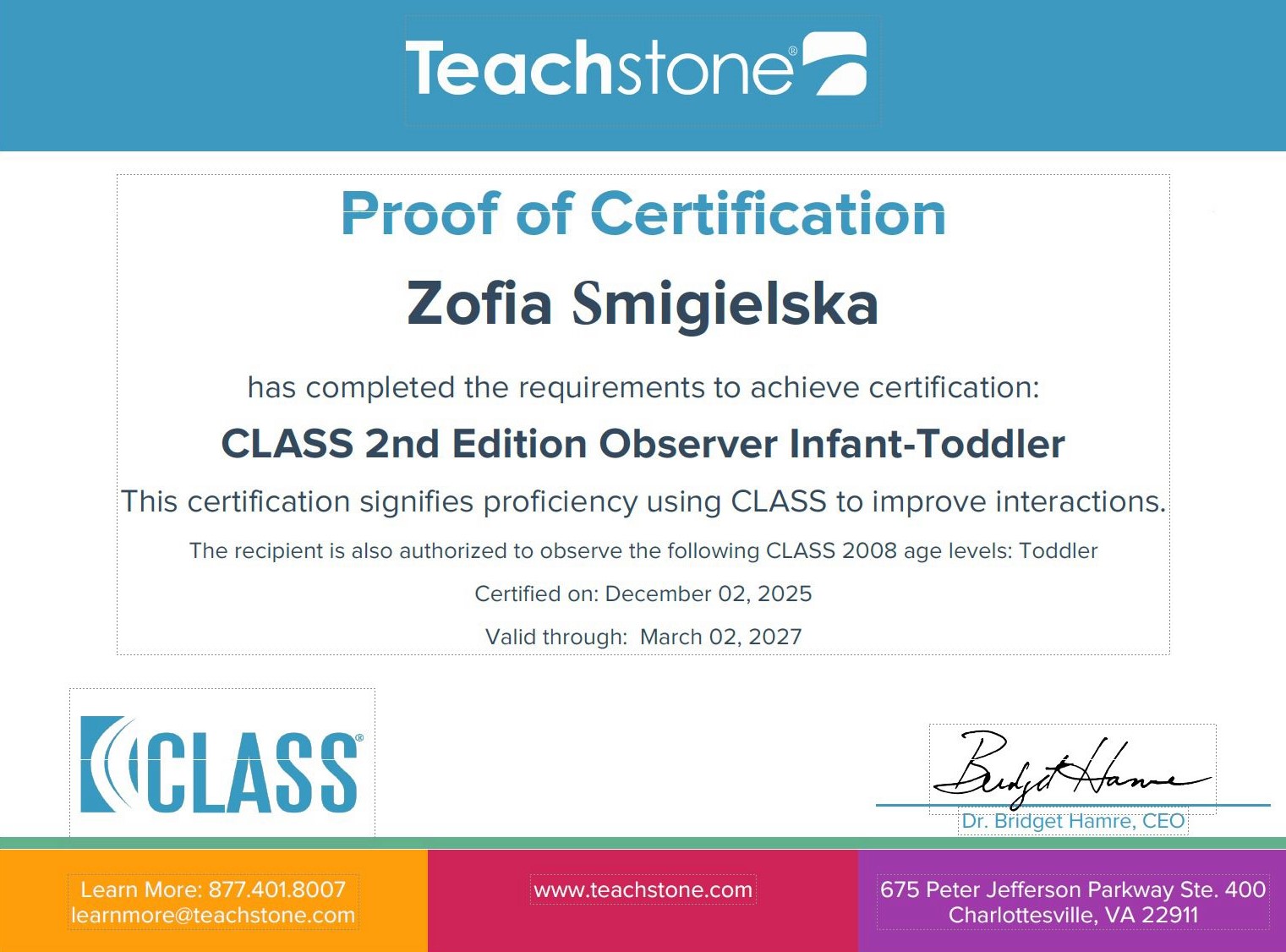 Gratulacje dla Pani Zofii Śmigielskiej 2025.12.04